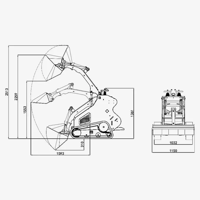 Mini utovarivač RS03 – dimenzije (crtež)