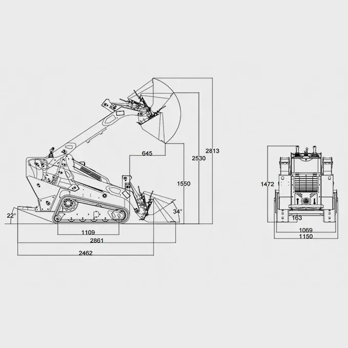 Mini utovarivač RS06 – dimenzije (crtež)