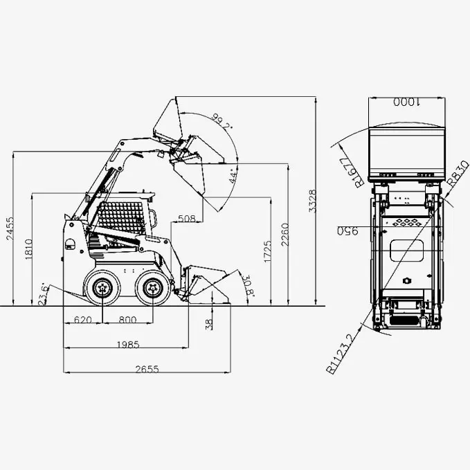 Mini utovarivač RS07 – dimenzije (crtež)