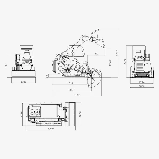 Mini utovarivač RS20 – dimenzije (crtež)